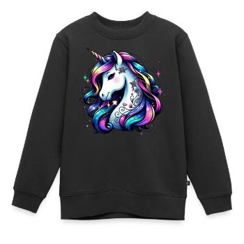 Licorne avec des étoiles et des couleurs vives - Sweat Premium enfant bio - noir - Devant - AI Model Kid Female (0cm)