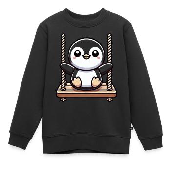 Mignon pingouin balançoire dessin animé aire de jeux - Sweat Premium enfant bio - noir - Devant - AI Model Kid Female (0cm)