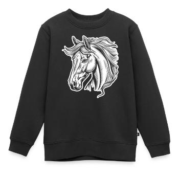 Horse Horse Racing Horse Head - Sweat Premium enfant bio - noir - Devant - AI Model Kid Female (0cm)
