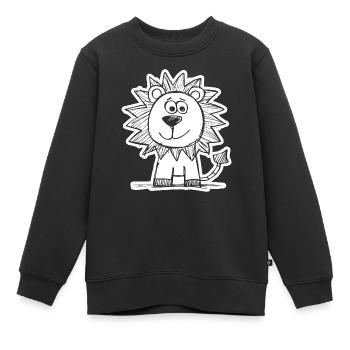 Lion Tête de Lion - Sweat Premium enfant bio - noir - Devant - AI Model Kid Female (0cm)