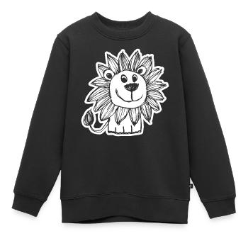 Lion Tête de Lion - Sweat Premium enfant bio - noir - Devant - AI Model Kid Female (0cm)