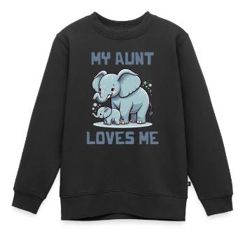 My Aunt Loves Me - Baby Sayings - Kids Premium Organic Sweatshirt - black - Front - AI Model Kid Female (0cm)
