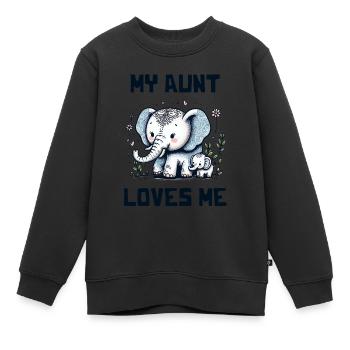 My Aunt Loves Me - Baby Sayings - Kids Premium Organic Sweatshirt - black - Front - AI Model Kid Female (0cm)