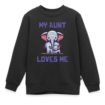 My Aunt Loves Me - Baby Sayings - Kids Premium Organic Sweatshirt - black - Front - AI Model Kid Female (0cm)