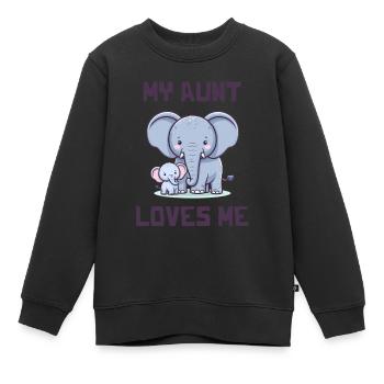My Aunt Loves Me - Baby Sayings - Kids Premium Organic Sweatshirt - black - Front - AI Model Kid Female (0cm)