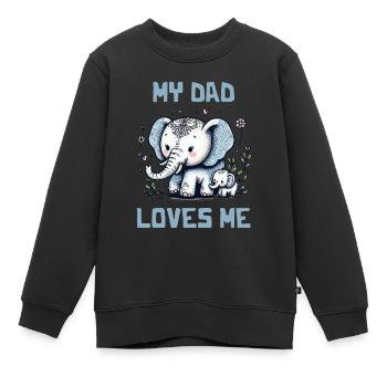 Mon père m’aime - Dictons de bébé - Mon père aime - Sweat Premium enfant bio - noir - Devant - AI Model Kid Female (0cm)