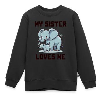 Ma sœur m’aime - Dictons de bébé - Meine Schweste - Sweat Premium enfant bio - noir - Devant - AI Model Kid Female (0cm)