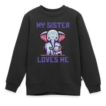 Ma sœur m’aime - Dictons de bébé - Meine Schweste - Sweat Premium enfant bio - noir - Devant - AI Model Kid Female (0cm)