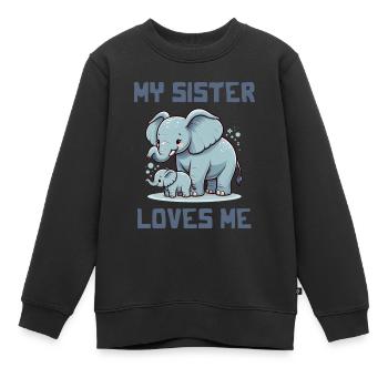 Ma sœur m’aime - Dictons de bébé - Meine Schweste - Sweat Premium enfant bio - noir - Devant - AI Model Kid Female (0cm)