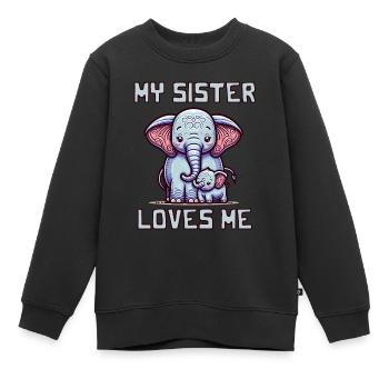 Ma sœur m’aime - Dictons de bébé - Meine Schweste - Sweat Premium enfant bio - noir - Devant - AI Model Kid Female (0cm)