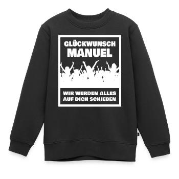 Manuel comme prénom - Sweat Premium enfant bio - noir - Devant - AI Model Kid Female (0cm)