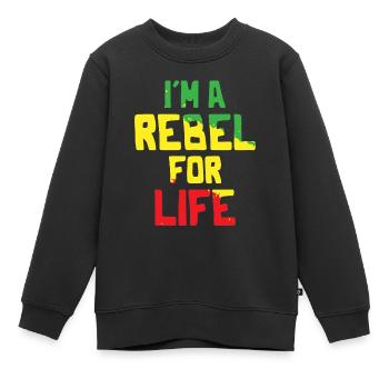 Musique reggae - Je suis un rebelle pour la vie - Sweat Premium enfant bio - noir - Devant - AI Model Kid Female (0cm)