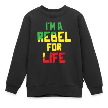 Musique reggae - Je suis un rebelle pour la vie - Sweat Premium enfant bio - noir - Devant - AI Model Kid Female (0cm)