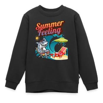 « Sensation d’été » - Sweat Premium enfant bio - noir - Devant - AI Model Kid Female (0cm)