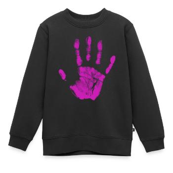 Handabdruck bemalte Identität Finger und Handfläche - Kinder Premium Organic Sweatshirt - Schwarz - Vorne - AI Model Kid Female (0cm)