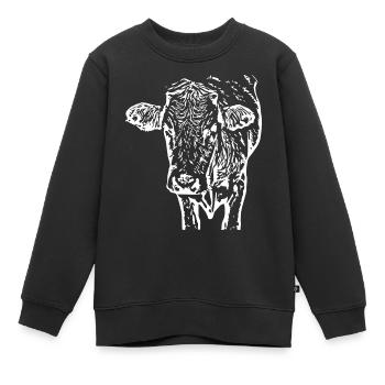 Tête de vache blanche - Sweat Premium enfant bio - noir - Devant - AI Model Kid Female (0cm)