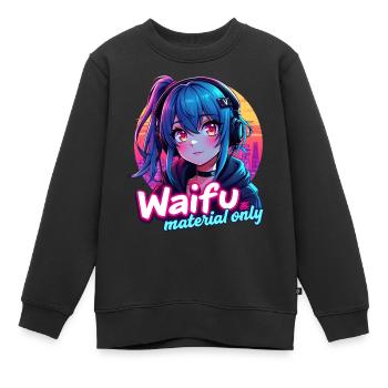 WAIFU MATERIAL ONLY - VAPORWAVE GAMERGIRL - Kids Premium Organic Sweatshirt - black - Front - AI Model Kid Female (0cm)
