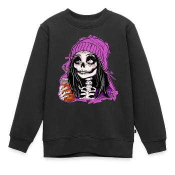 Skelett Mädchen im Lila Hoodie - Kinder Premium Organic Sweatshirt - Schwarz - Vorne - AI Model Kid Female (0cm)