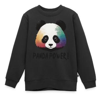 Panda Bär Kinder Panda Power - Kinder Premium Organic Sweatshirt - Schwarz - Vorne - AI Model Kid Female (0cm)