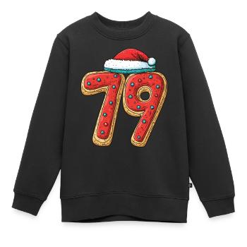 79 Number Christmas Cookie - Kids Premium Organic Sweatshirt - black - Front - AI Model Kid Female (0cm)