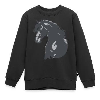 Rappe Pferd Silhouette - Kinder Premium Organic Sweatshirt - Schwarz - Vorne - AI Model Kid Female (0cm)