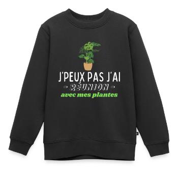 Ich kann nicht, ich habe ein Treffen mit meinen Pflanzen - Kinder Premium Organic Sweatshirt - Schwarz - Vorne - AI Model Kid Female (0cm)