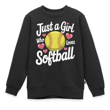 Softball Sport Softball Spieler - Kinder Premium Organic Sweatshirt - Schwarz - Vorne - AI Model Kid Female (0cm)