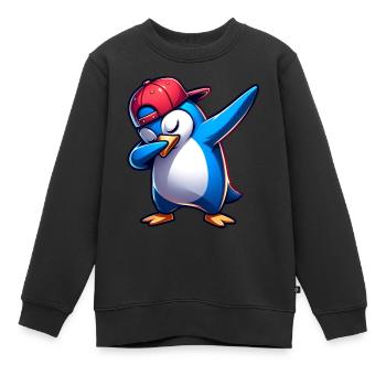 dabbing Pinguin dabbendes Tier Dab Geschenkidee - Kinder Premium Organic Sweatshirt - Schwarz - Vorne - AI Model Kid Female (0cm)
