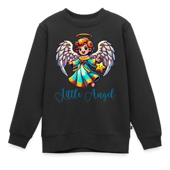 ange - Sweat Premium enfant bio - noir - Devant - AI Model Kid Female (0cm)