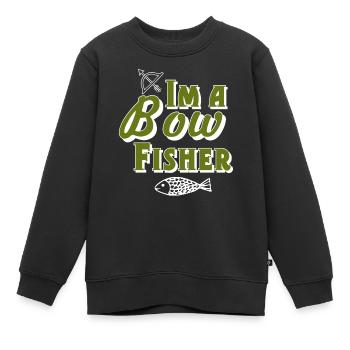 Pêche à l’arc - Sweat Premium enfant bio - noir - Devant - AI Model Kid Female (0cm)