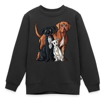 Chiens - Sweat Premium enfant bio - noir - Devant - AI Model Kid Female (0cm)