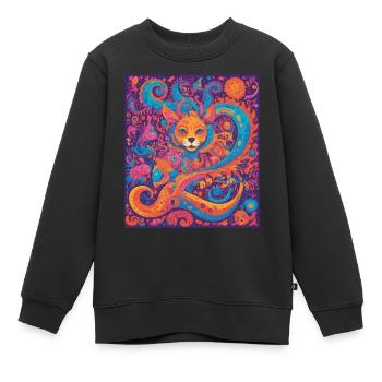A fantastic creature in a colorful worldFantast - Kids Premium Organic Sweatshirt - black - Front - AI Model Kid Female (0cm)