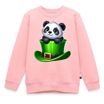 Saint-Patrick Panda Cylindre Trèfle - Sweat Premium enfant bio - rose - Devant - AI Model Kid Female (0cm)