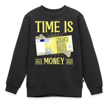 Zeit ist Geld - Kinder Premium Organic Sweatshirt - Schwarz - Vorne - AI Model Kid Female (0cm)