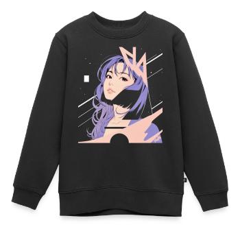 Weltraum-Nostalgie ✨ - Kinder Premium Organic Sweatshirt - Schwarz - Vorne - AI Model Kid Female (0cm)