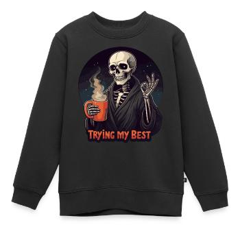 Ich versuche meinen besten Sarkasmus - Kinder Premium Organic Sweatshirt - Schwarz - Vorne - AI Model Kid Female (0cm)