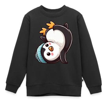 Pingouin Poirier Chibi Dessin animé Breakdance - Sweat Premium enfant bio - noir - Devant - AI Model Kid Female (0cm)