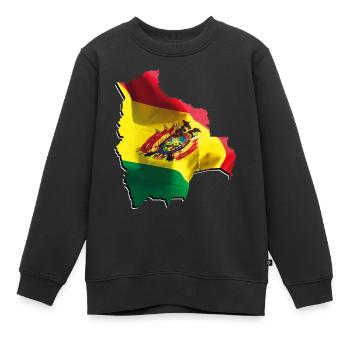 Bolivien Flagge in der Bolivien Landkarte - Kinder Premium Organic Sweatshirt - Schwarz - Vorne - AI Model Kid Female (0cm)