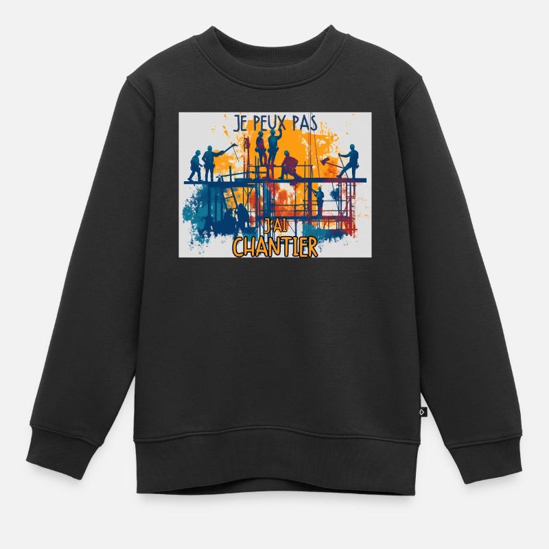 Chantier ouvrier Rires garantis - Sweat Premium enfant bio - noir
