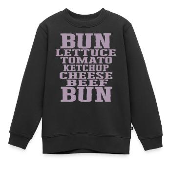 Burger Zutaten Typografie Cheeseburger Aufbau - Kinder Premium Organic Sweatshirt - Schwarz - Vorne - AI Model Kid Female (0cm)