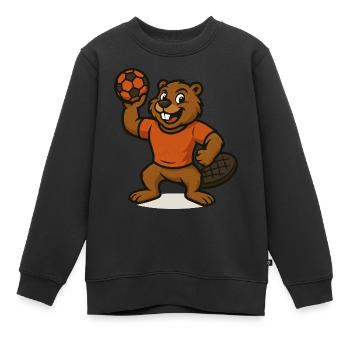 Handball Castor - Sweat Premium enfant bio - noir - Devant - AI Model Kid Female (0cm)