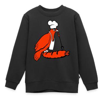 Oiseau griller des saucisses griller délicieusement manger des saucisses - Sweat Premium enfant bio - noir - Devant - AI Model Kid Female (0cm)