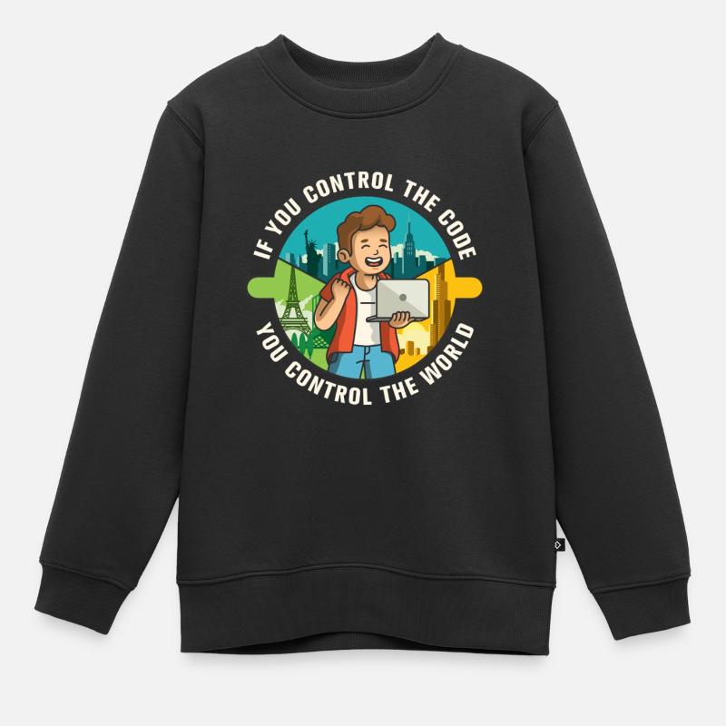 Si vous contrôlez le code, vous contrôlez le monde - Sweat Premium enfant bio - noir