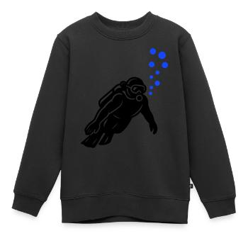 Taucher Silhouette - Kinder Premium Organic Sweatshirt - Schwarz - Vorne - AI Model Kid Female (0cm)
