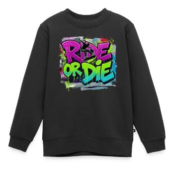 Ride or Die Skateboard Graffiti – Streetstyle - Sweat Premium enfant bio - noir - Devant - AI Model Kid Female (0cm)