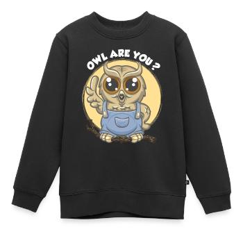 Hibou, êtes-vous ? - Sweat Premium enfant bio - noir - Devant - AI Model Kid Female (0cm)