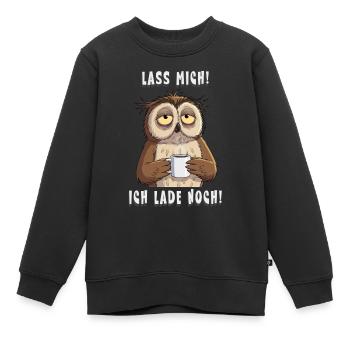 Ich Lade Noch Eule Kaffee Morgenmuffel - Kinder Premium Organic Sweatshirt - Schwarz - Vorne - AI Model Kid Female (0cm)