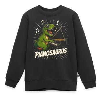 Spaßiger Pianist-Dinosaurier - Kinder Premium Organic Sweatshirt - Schwarz - Vorne - AI Model Kid Female (0cm)