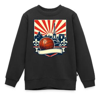 France Vintage Fußball Shirt für Männer und Frauen - Kinder Premium Organic Sweatshirt - Schwarz - Vorne - AI Model Kid Female (0cm)