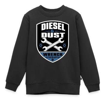 Diesel & Dust für Schrauber und Mechaniker  - Kinder Premium Organic Sweatshirt - Schwarz - Vorne - AI Model Kid Female (0cm)